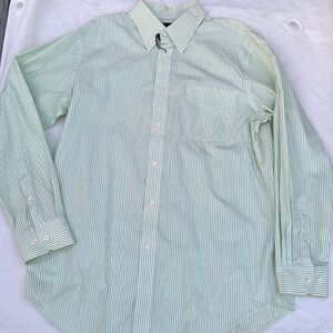 Kenneth Roberts men’s pinstriped 80s 2 ply cotton button down shirt size Lg  NEW